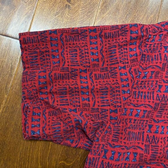 Old College Inn Vintage AOP Tribal Print Red Navy Button Front Casual Shirt XL - Picture 4 of 9